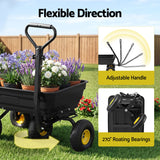 Gardeon Garden Cart Dump Utility Wagon 270kg 2in1 Handle Tractor Trolley 110L with 10in Tyres - Close-Up Angle