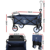 Gardeon Garden Cart with Cup Holders Blue - Front View
