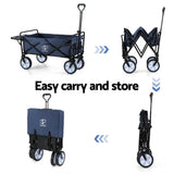 Gardeon Garden Cart with Cup Holders Blue - Rear View