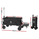Gardeon Garden Cart with Opening Rear Black - Front View