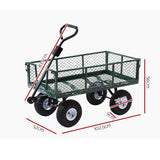 Gardeon Mesh Garden Steel Cart - Green - Front View