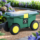 Gardeon Multi-Functional Garden Tool Cart in Green - Close-Up Angle
