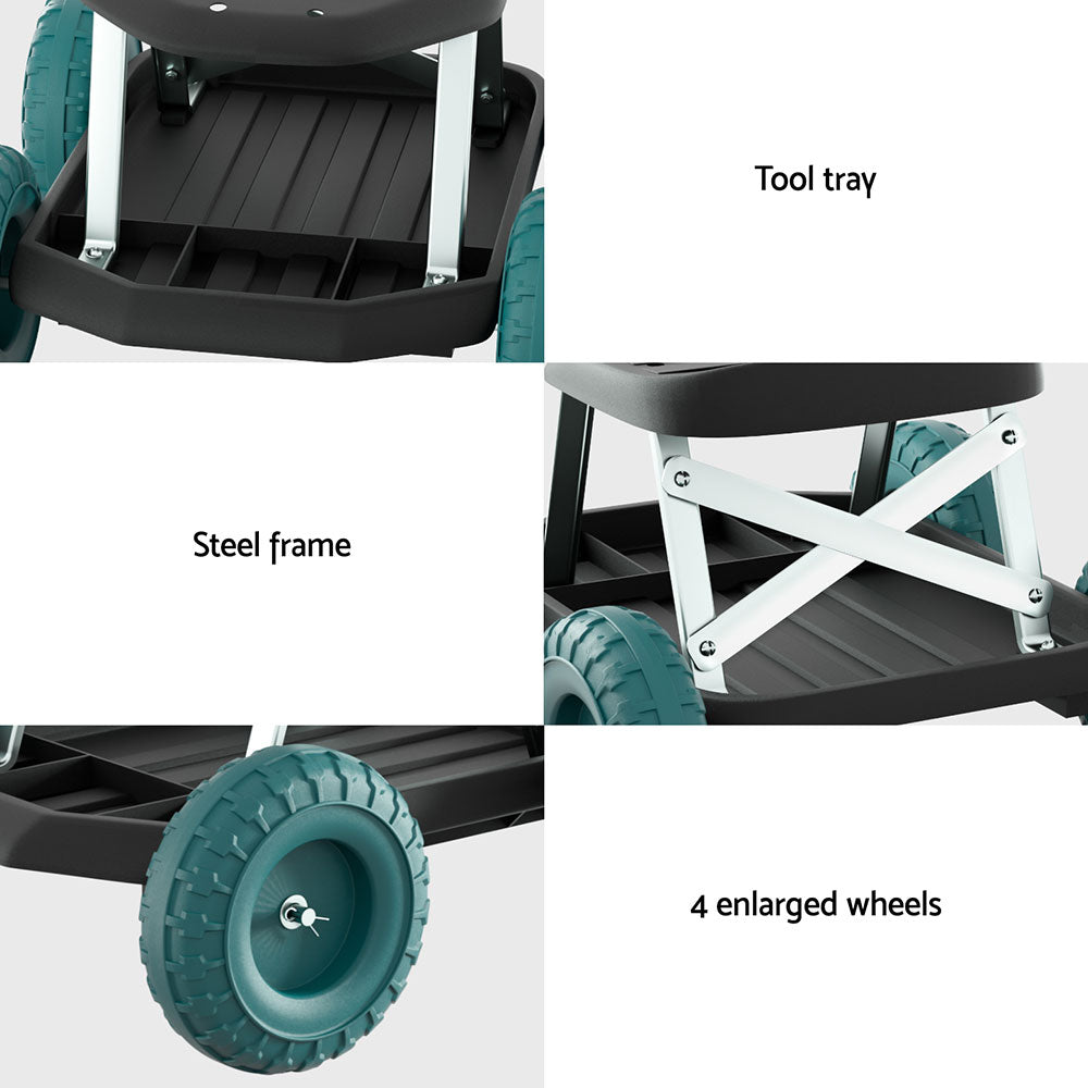 Gardening Rolling Stool with Wheels - Gardeon Garden Helper Seat for Easy Plant Care