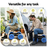 Gardeon Garden Cart Seat with Wheels, Rolling Work Stool with Tool Storage Tray, 440lbs (200kg) Heavy Duty Capacity Garden Stool for Outdoor Yard Work, Car Detailing, and Garage Maintenance, Blue/Black - Front View