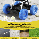Gardeon Garden Cart Seat with Wheels, Rolling Work Stool with Tool Storage Tray, 440lbs (200kg) Heavy Duty Capacity Garden Stool for Outdoor Yard Work, Car Detailing, and Garage Maintenance, Blue/Black - 45-Degree Angle