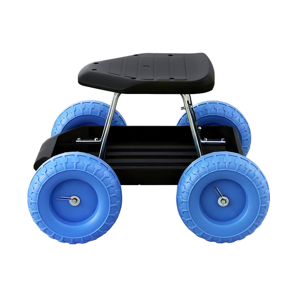 Gardeon Garden Cart Seat with Wheels, Rolling Work Stool with Tool Storage Tray, 440lbs (200kg) Heavy Duty Capacity Garden Stool for Outdoor Yard Work, Car Detailing, and Garage Maintenance, Blue/Black