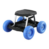Gardeon Garden Cart Seat with Wheels, Rolling Work Stool with Tool Storage Tray, 440lbs (200kg) Heavy Duty Capacity Garden Stool for Outdoor Yard Work, Car Detailing, and Garage Maintenance, Blue/Black - Extra Image
