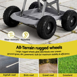 Gardeon Garden Cart Seat with Wheels, Rolling Work Stool with Tool Storage Tray, 440lbs (200kg) Heavy Duty Capacity Garden Stool for Outdoor Yard Work, Car Detailing, and Garage Maintenance, Grey/Black - 45-Degree Angle