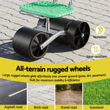 Gardeon Gardening Cart with 360° Swivel Seat | Rolling Work Seat with Adjustable Height & All-Terrain Wheels | 130KG Capacity Heavy Duty Garden Scooter for Back Pain Relief & Vehicle Detailing | Foldable Backrest & Ventilated Seat, Green - Close-Up Angle