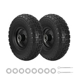 Gardeon 2pcs, 4.10/3.50-4 Tire And Wheel Flat Free, 26cm Solid Rubber Tires with 5/8 Axle Bore Hole And Double Sealed Bearings, Perfect for Wheelbarrow, Garden Cart, Wagon, Dolly - Low Angle