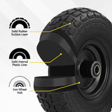 Gardeon 2pcs, 4.10/3.50-4 Tire And Wheel Flat Free, 26cm Solid Rubber Tires with 5/8 Axle Bore Hole And Double Sealed Bearings, Perfect for Wheelbarrow, Garden Cart, Wagon, Dolly - Side View