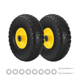 Gardeon 2pcs, 4.10/3.50-4 Tire And Wheel Flat Free, 26cm Solid Rubber Tires with 5/8 Axle Bore Hole And Double Sealed Bearings, Perfect for Wheelbarrow, Garden Cart, Wagon, Dolly - Low Angle