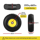 Gardeon 2pcs, 4.10/3.50-4 Tire And Wheel Flat Free, 26cm Solid Rubber Tires with 5/8 Axle Bore Hole And Double Sealed Bearings, Perfect for Wheelbarrow, Garden Cart, Wagon, Dolly - 45-Degree Angle