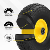 Gardeon 2pcs, 4.10/3.50-4 Tire And Wheel Flat Free, 26cm Solid Rubber Tires with 5/8 Axle Bore Hole And Double Sealed Bearings, Perfect for Wheelbarrow, Garden Cart, Wagon, Dolly - Side View