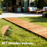 Gardeon 8FT Wooden Garden Pathway Roll-Out Straight Walkway Outdoor Backyard Brown - 45-Degree Angle