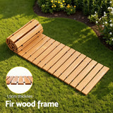 Gardeon 8FT Wooden Garden Pathway Roll-Out Straight Walkway Outdoor Backyard Brown - Rear View