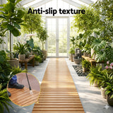 Gardeon 8FT Wooden Garden Pathway Roll-Out Straight Walkway Outdoor Backyard Brown - Close-Up Angle