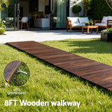 Gardeon 8FT Wooden Garden Pathway Roll-Out Straight Walkway Outdoor Backyard Charcoal Brown - 45-Degree Angle
