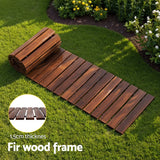 Gardeon 8FT Wooden Garden Pathway Roll-Out Straight Walkway Outdoor Backyard Charcoal Brown - Rear View