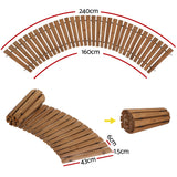 Gardeon 8FT Wooden Garden Pathway Roll-Out Curved Walkway Outdoor Backyard Brown - Front View