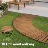 Gardeon 8FT Wooden Garden Pathway Roll-Out Curved Walkway Outdoor Backyard Brown - Top-Down View