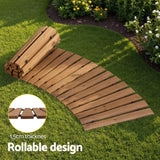Gardeon 8FT Wooden Garden Pathway Roll-Out Curved Walkway Outdoor Backyard Brown - 45-Degree Angle