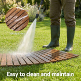 Gardeon 8FT Wooden Garden Pathway Roll-Out Curved Walkway Outdoor Backyard Brown - Rear View