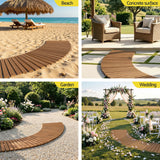 Gardeon 8FT Wooden Garden Pathway Roll-Out Curved Walkway Outdoor Backyard Brown - Close-Up Angle