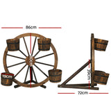Gardeon Garden Decor Plant Stand Outdoor Ornament Wooden Wagon Wheel 80cm - Front View