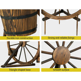 Gardeon Garden Decor Plant Stand Outdoor Ornament Wooden Wagon Wheel 80cm - Rear View