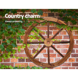 Gardeon Garden Decor Outdoor Ornament Wooden Wagon Wheel - Side View