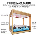PLANTCRAFT 12 Pod Indoor Hydroponic Growing System with Bamboo Frame & LED Lights - Top-Down View