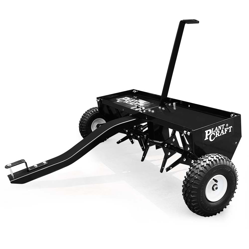 PLANTCRAFT Tow Behind Plug Lawn Aerator 1m (40') Wide, Universal Hitch for Ride on Mower, Garden Tractor