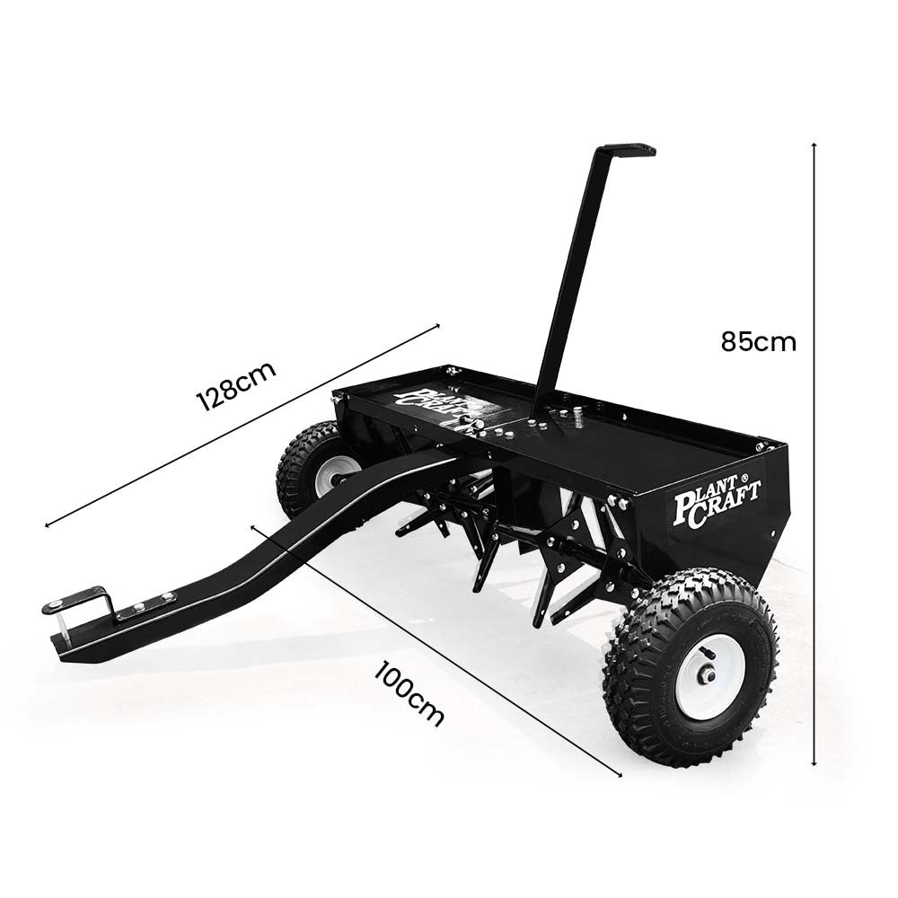 PLANTCRAFT Tow Behind Plug Lawn Aerator 1m (40') Wide, Universal Hitch for Ride on Mower, Garden Tractor