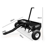 PLANTCRAFT Tow Behind Plug Lawn Aerator 1m (40') Wide, Universal Hitch for Ride on Mower, Garden Tractor - Rear View
