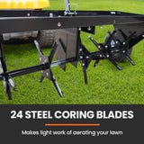 PLANTCRAFT Tow Behind Plug Lawn Aerator 1m (40') Wide, Universal Hitch for Ride on Mower, Garden Tractor - Front View