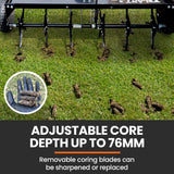 PLANTCRAFT Tow Behind Plug Lawn Aerator 1m (40') Wide, Universal Hitch for Ride on Mower, Garden Tractor - Top-Down View