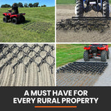 PlantCraft Tow Behind Drag Harrow Rake, 1.4m Wide, for Ride-on Mower LawnTractor on Pasture Paddock - Top-Down View