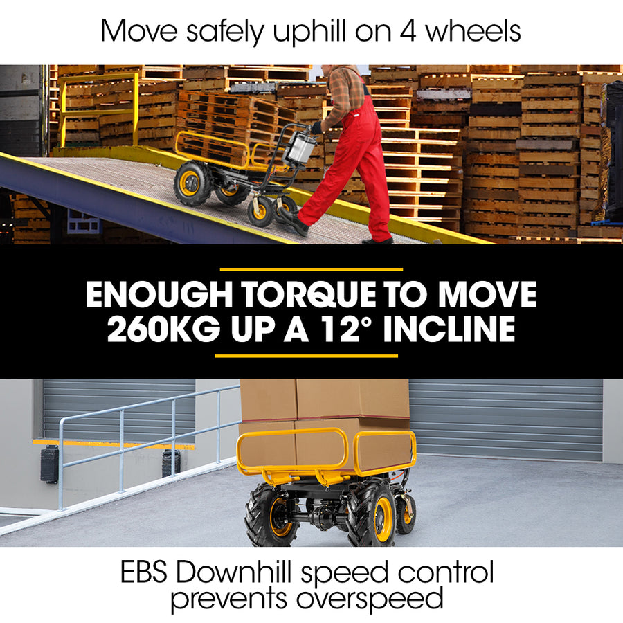 BAUMR-AG 40V Battery Powered Material Handling Dumper Wheelbarrow Motorised Electric, 300kg Capacity