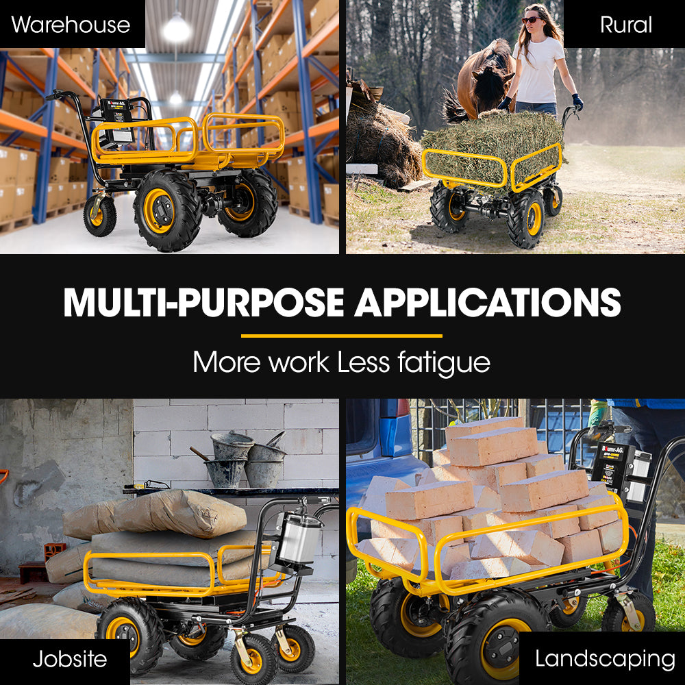 BAUMR-AG 40V Battery Powered Material Handling Dumper Wheelbarrow Motorised Electric, 300kg Capacity