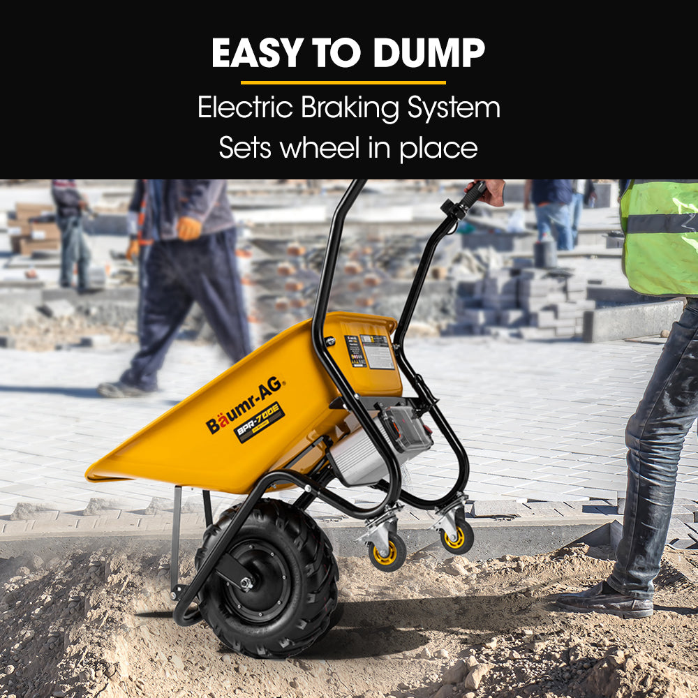 BAUMR-AG 40V Battery Powered Wheelbarrow Motorised Electric, 80L Bucket Volume, 260kg Capacity