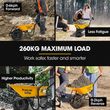 BAUMR-AG 40V Battery Powered Wheelbarrow Motorised Electric, 80L Bucket Volume, 260kg Capacity - Side View