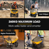 BAUMR-AG 40V Battery Powered Wheelbarrow Motorised Electric, 100L Bucket Volume, 4 Wheel, 260kg Capacity - Top-Down View