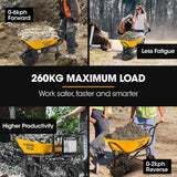 BAUMR-AG 40V Battery Powered Wheelbarrow Motorised Electric, 100L Bucket Volume, 3 Wheel, 260KG, Lifting Bucket