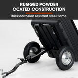 PlantCraft Poly Dump Cart, 272kg Load Heavy Duty Tipper Trailer, 16-inch Tyres, for Ride-on Lawn Mower Tractor, ATV, Quad Bike - 45-Degree Angle