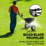 PLANTCRAFT Walk Behind Broadcast Spreader 56kg 60L Seed Lawn Fertiliser - Close-Up Angle