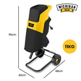 MICHIGAN 2400W Electric Garden Mulcher Shredder, Portable Wood Chipper, Push Stick, 40L Collection Bag - Rear View