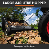 PLANTCRAFT Lawn Sweeper 38' Wide, Tow Behind Leaf and Grass Clipping Collector, Universal Hitch for