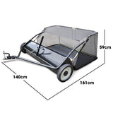 PLANTCRAFT Lawn Sweeper 48' Wide, Tow Behind Leaf and Grass Clipping Collector, Universal Hitch for Ride on Mower, Garden Tractor - Rear View