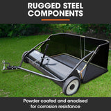 PLANTCRAFT Lawn Sweeper 48' Wide, Tow Behind Leaf and Grass Clipping Collector, Universal Hitch for Ride on Mower, Garden Tractor - Extra Image